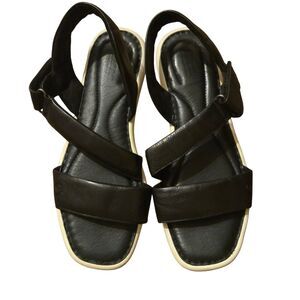 Born Rahway Size 10 Cross Strap Sandals Tobacco Black Minimalist Old Money